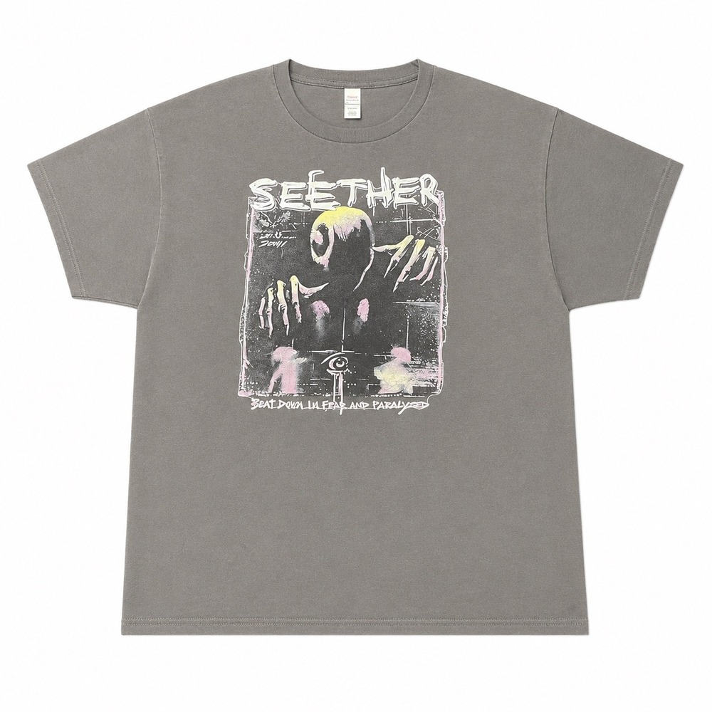 Seether Band Shirt Beat Down In Fear and Paralyzed Graphic Tee Gray XL